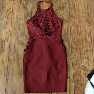 Burgundy Peggy Bandage Dress